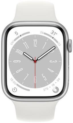 Apple Watch Series 8 (GPS) - 32GB - 45mm - Silver Aluminum Case with White with Midnight Rubber Sport Band