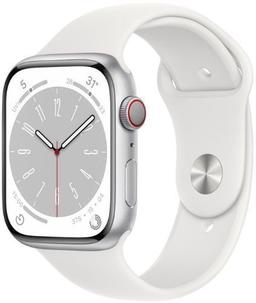 Apple Watch Series 8 (GPS) - 32GB - 45mm - Silver Aluminum Case with White with Midnight Rubber Sport Band