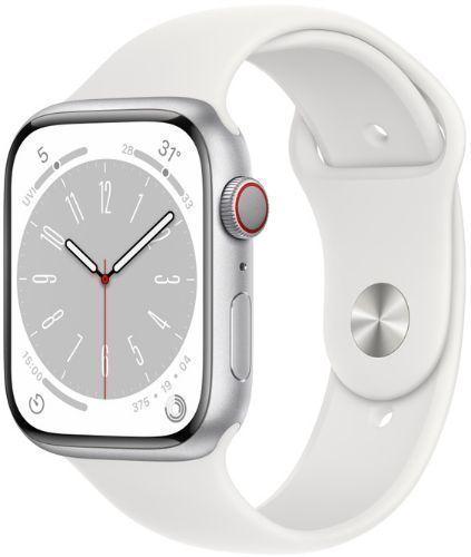 Apple Watch Series 8 (GPS) - 32GB - 45mm - Silver Aluminum Case with White with Midnight Rubber Sport Band