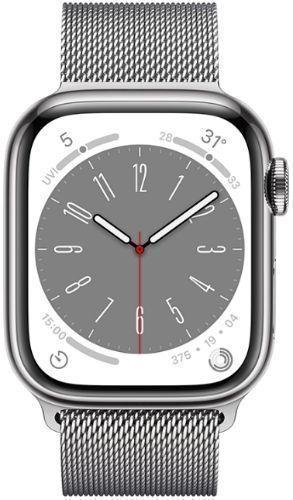 Apple Watch Series 8 (Cellular + GPS) - 32GB - 45mm - Silver Stainless Steel Case with Silver Stainless Steel Milanese Loop Band