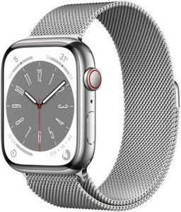 Apple Watch Series 8 (Cellular + GPS) - 32GB - 45mm - Silver Stainless Steel Case with Silver Stainless Steel Milanese Loop Band