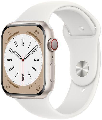 Apple Watch Series 8 (Cellular + GPS) - 32GB - 41mm - Starlight Aluminum Case with White Rubber Sport Band