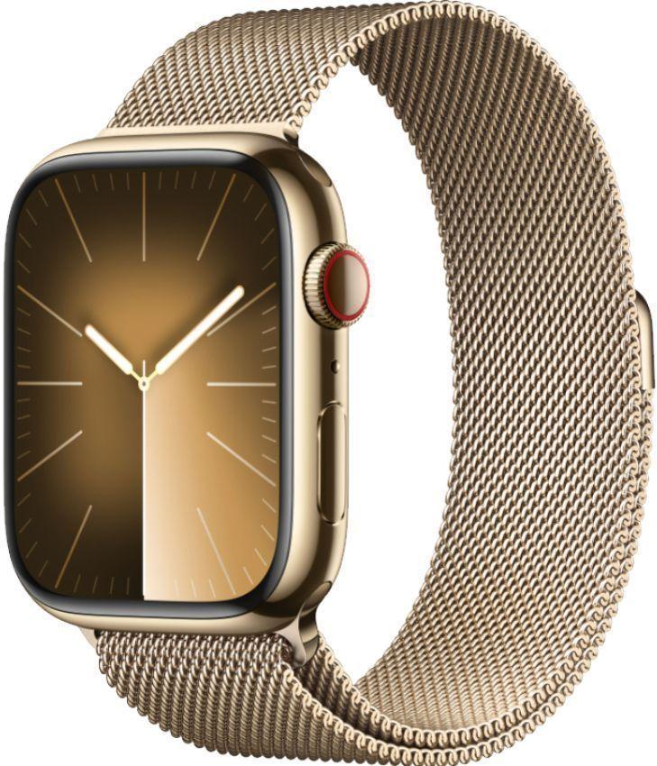 Apple Watch Series 9 (Cellular + GPS) - 64GB - 45mm - Gold Stainless Steel Case with Gold Stainless Steel Milanese Loop Band - Medium/Large Size