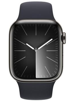 Apple Watch Series 9 (Cellular + GPS) - 64GB - 41mm - Graphite Aluminum Case with Midnight Rubber Sport Band - Small/Medium Size