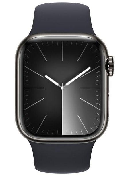 Apple Watch Series 9 (Cellular + GPS) - 64GB - 41mm - Graphite Aluminum Case with Midnight Rubber Sport Band - Small/Medium Size