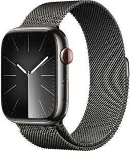 Apple Watch Series 9 (Cellular + GPS) - 64GB - 41mm - Graphite Stainless Steel Case with Graphite Stainless Steel Milanese Loop Band - One Size