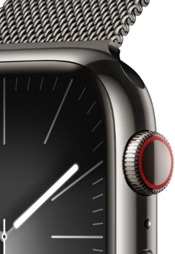 Apple Watch Series 9 (Cellular + GPS) - 64GB - 41mm - Graphite Stainless Steel Case with Graphite Stainless Steel Milanese Loop Band - One Size