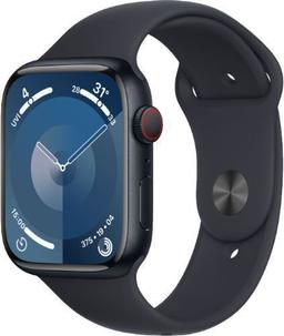 Apple Watch Series 9 (Cellular + GPS) - 64GB - 41mm - Midnight Aluminum Case with Midnight Rubber Sport Band - Small/Medium Size