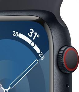 Apple Watch Series 9 (Cellular + GPS) - 64GB - 41mm - Midnight Aluminum Case with Midnight Rubber Sport Band - Small/Medium Size