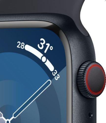 Apple Watch Series 9 (Cellular + GPS) - 64GB - 41mm - Midnight Aluminum Case with Midnight Rubber Sport Band - Small/Medium Size