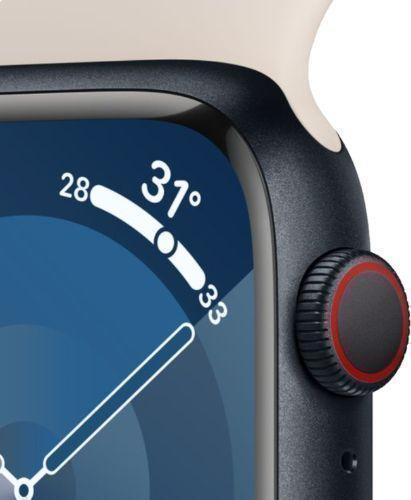 Apple Watch Series 9 (Cellular + GPS) - 64GB - 45mm - Midnight Aluminum Case with Starlight Rubber Sport Band - One Size