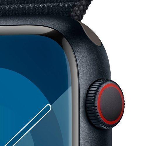 Apple Watch Series 9 (Cellular + GPS) - 64GB - 41mm - Midnight Aluminum Case with Midnight Textile Sport Loop - Small/Medium Size