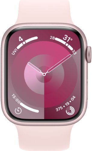 Apple Watch Series 9 (Cellular + GPS) - 64GB - 45mm - Pink Aluminum Case with Light Pink Textile Solo Loop Band - One Size