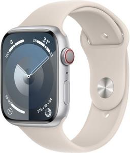 Apple Watch Series 9 (GPS) - 64GB - 45mm - Silver Aluminum Case with Starlight Rubber Sport Band - Medium/Large Size