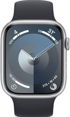 Apple Watch Series 9 (GPS) - 64GB - 41mm - Silver Aluminum Case with Midnight Rubber Solo Loop Band - One Size