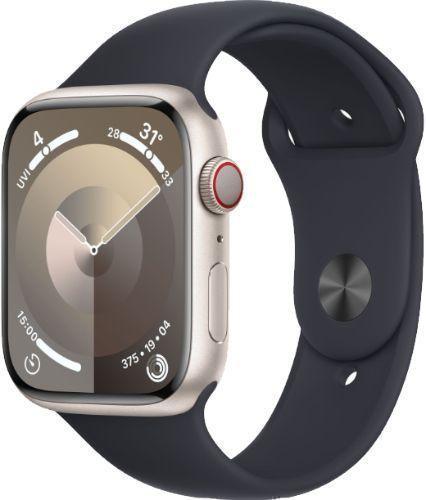 Apple Watch Series 9 (GPS) - 64GB - 41mm - Starlight Aluminum Case with Midnight Rubber Sport Band - Small/Medium Size