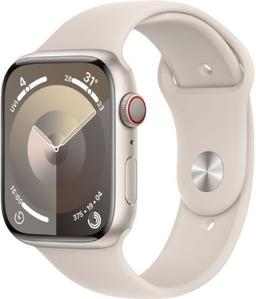 Apple Watch Series 9 (Cellular + GPS) - 64GB - 41mm - Starlight Aluminum Case with Starlight Rubber Sport Band - Medium/Large Size