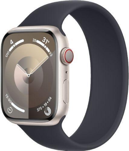 Apple Watch Series 9 (GPS) - 64GB - 41mm - Starlight Aluminum Case with Midnight Rubber Solo Loop Band - One Size
