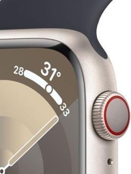 Apple Watch Series 9 (GPS) - 64GB - 41mm - Starlight Aluminum Case with Midnight Rubber Solo Loop Band - One Size