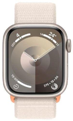 Apple Watch Series 9 (Cellular + GPS) - 64GB - 41mm - Starlight Aluminum Case with Starlight Textile Sport Loop - One Size