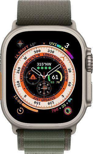 Apple  Watch Ultra - 32GB - Cellular + GPS - 49mm - Titanium - Titanium - Green - Alpine Loop Band - One Size - Textile - Good