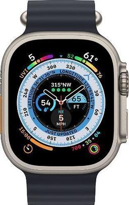 Apple Watch Ultra (Cellular + GPS) - 32GB - 49mm - Titanium Titanium Case with Midnight Rubber Ocean Band - One Size