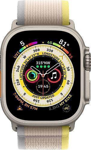 Apple Watch Ultra (Cellular + GPS) - 32GB - 49mm - Titanium Titanium Case with Yellow/Beige Textile Trail Loop Band - One Size