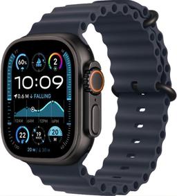 Apple Watch Ultra 2 (Cellular + GPS) - 64GB - 49mm - Black Titanium Case with Navy Rubber Ocean Band - One Size