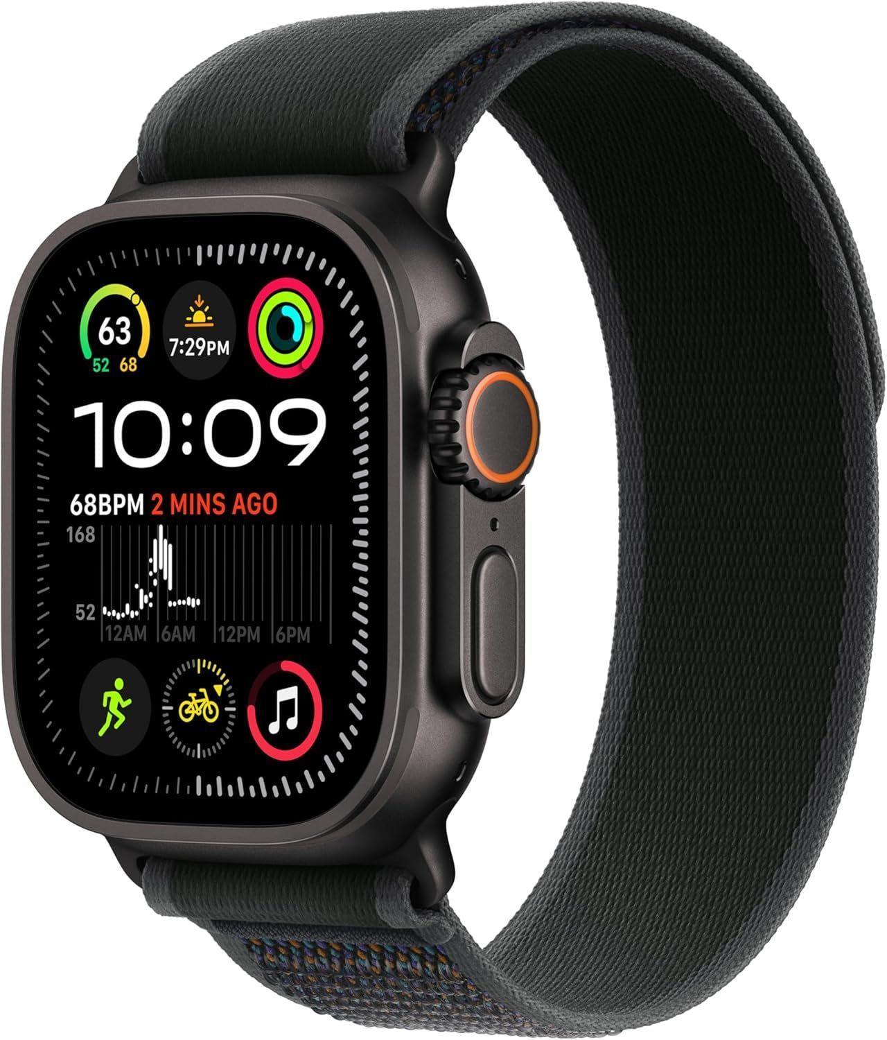 Apple Watch Ultra 2 (Cellular + GPS) - 64GB - 49mm - Black Titanium Case with Black Textile Trail Loop Band - S/M Size