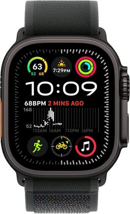 Apple Watch Ultra 2 (Cellular + GPS) - 64GB - 49mm - Black Titanium Case with Black Textile Trail Loop Band - S/M Size