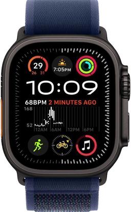 Apple Watch Ultra 2 (Cellular + GPS) - 64GB - 49mm - Black Titanium Case with Blue Textile Trail Loop Band - M/L Size