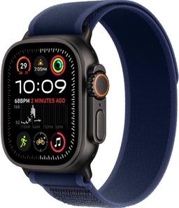 Apple Watch Ultra 2 (Cellular + GPS) - 64GB - 49mm - Black Titanium Case with Blue Textile Trail Loop Band - M/L Size