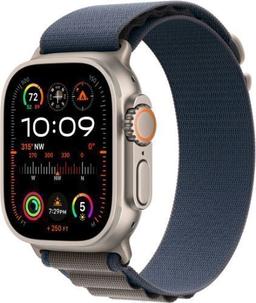 Apple Watch Ultra 2 (Cellular + GPS) - 64GB - 49mm - Titanium Titanium Case with Blue/Grey Textile Alpine Loop Band - Small Size