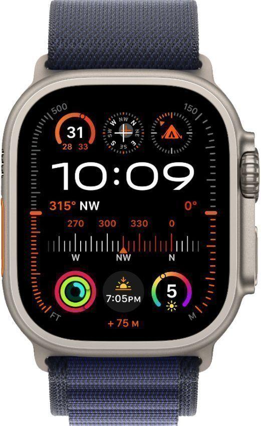 Apple Watch Ultra 2 (Cellular + GPS) - 64GB - 49mm - Titanium Titanium Case with Navy Textile Alpine Loop Band - One Size