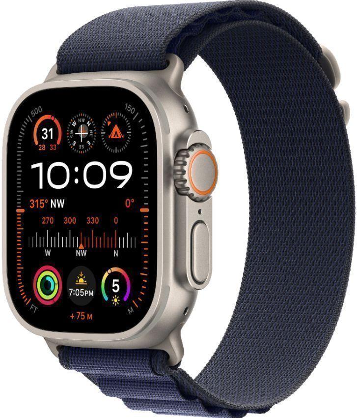 Apple Watch Ultra 2 (Cellular + GPS) - 64GB - 49mm - Titanium Titanium Case with Navy Textile Alpine Loop Band - One Size