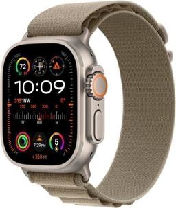 Apple Watch Ultra 2 (Cellular + GPS) - 64GB - 49mm - Titanium Titanium Case with Olive Textile Alpine Loop Band - Medium Size