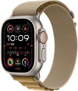 Apple Watch Ultra 2 (Cellular + GPS) - 64GB - 49mm - Titanium Titanium Case with Tan Textile Alpine Loop Band - One Size