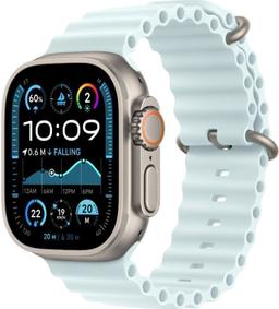 Apple Watch Ultra 2 (Cellular + GPS) - 64GB - 49mm - Titanium Titanium Case with Ice Blue Rubber Ocean Band - One Size