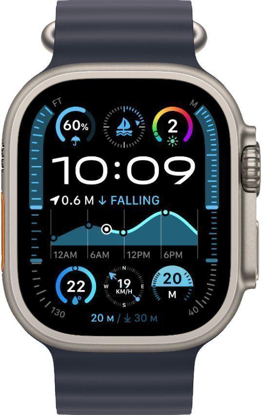 Apple Watch Ultra 2 (Cellular + GPS) - 64GB - 49mm - Titanium Titanium Case with Navy Textile Ocean Band - One Size