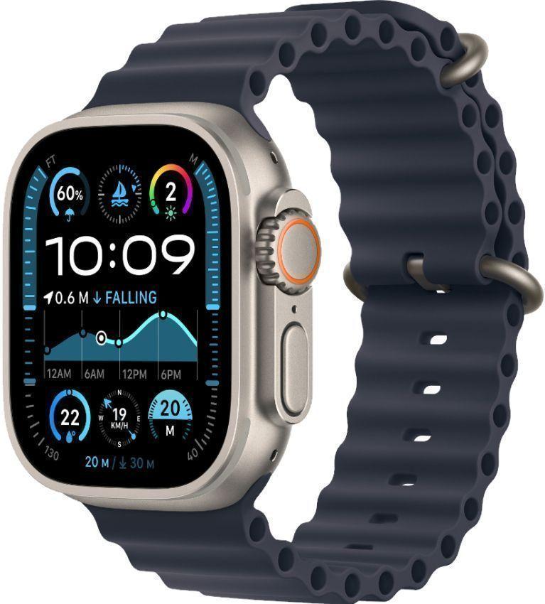 Apple Watch Ultra 2 (Cellular + GPS) - 64GB - 49mm - Titanium Titanium Case with Navy Textile Ocean Band - One Size