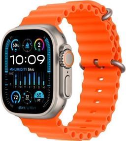 Apple Watch Ultra 2 (Cellular + GPS) - 64GB - 49mm - Titanium Titanium Case with Orange Textile Ocean Band - One Size