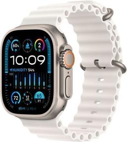 Apple Watch Ultra 2 (Cellular + GPS) - 64GB - 49mm - Titanium Titanium Case with White Textile Ocean Band - One Size