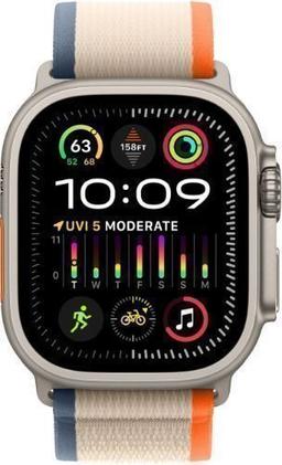 Apple Watch Ultra 2 (Cellular + GPS) - 64GB - 49mm - Titanium Titanium Case with Orange/Beige Textile Trail Loop Band - One Size