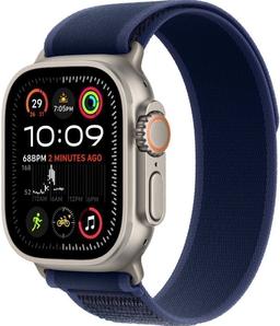 Apple Watch Ultra 2 (Cellular + GPS) - 64GB - 49mm - Titanium Titanium Case with Blue Textile Trail Loop Band - M/L Size