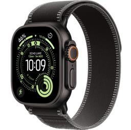 Apple Watch Ultra 3 - 64GB - 49mm - Black Titanium Case with Black/Charcoal Nylon Weave Trail Loop Band - Small Size