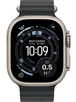Apple Watch Ultra 3 - 64GB - 49mm - Natural Titanium Case with Black Fluoroelastomer Ocean Band - S/M Size