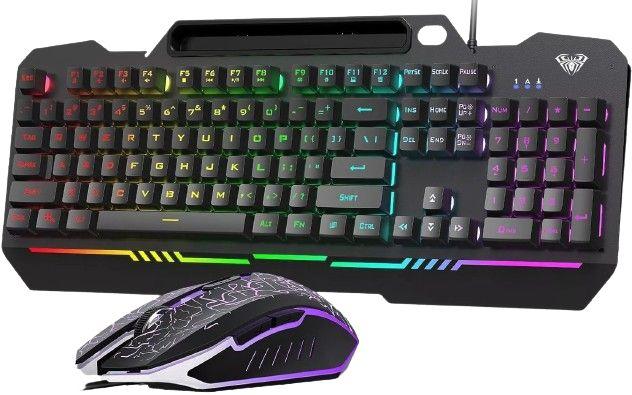 AULA  T102 Wired Keyboard & Mouse Combo - Black Keycaps + Black Panel - Excellent