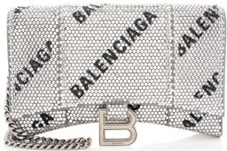 Balenciaga Crystal Logo Hourglass Chain Bag - Crystal - Black/Silver