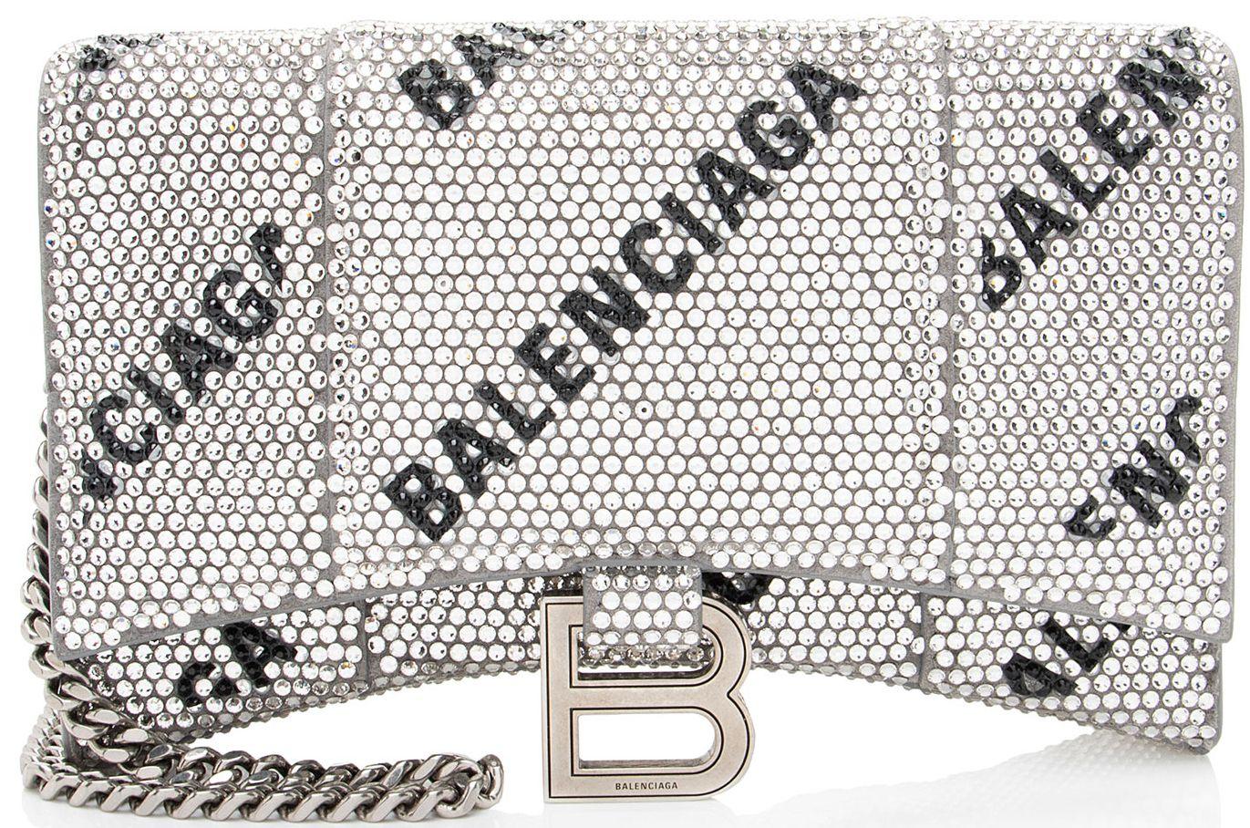 Balenciaga  Crystal Logo Hourglass Chain Bag - Black/Silver - Crystal - Excellent