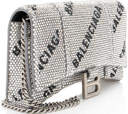 Balenciaga Crystal Logo Hourglass Chain Bag - Crystal - Black/Silver